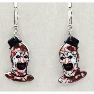 Art the Clown Dangle Drop Earrings Handmade Handpainted Blood Horror Spooky