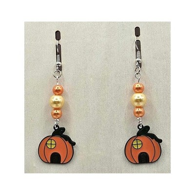 Pumpkin Earrings Dangle Drop Handmade