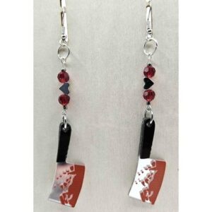 Bloody Knife Cleaver Dangle Earrings Horror Goth Emo Punk Jewelry Handmade