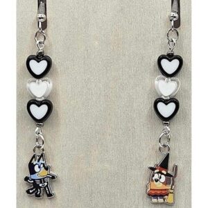 Bluey Cartoon Halloween Earrings Kids Dog Bingo Witch Jewelry Handmade