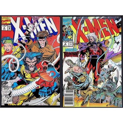 X-Men #2 #4 Marvel 1991 1992 Jim Lee 1st Omega Red Newsstand Magneto VF+ Lot