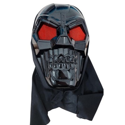 Skull Mask Plastic Hooded Black Red Mesh Eyes Costume One Size Adult Horror