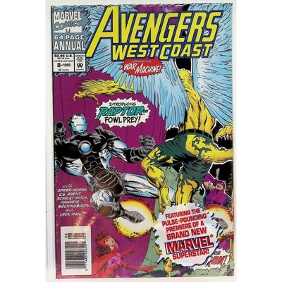 Avengers West Coast Annual 8 1993 Marvel War Machine Raptor Comic Card Newsstand