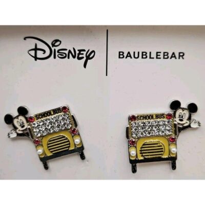 Disney X BaubleBar Mickey Mouse Back to School Bus Crystal Stud Earrings