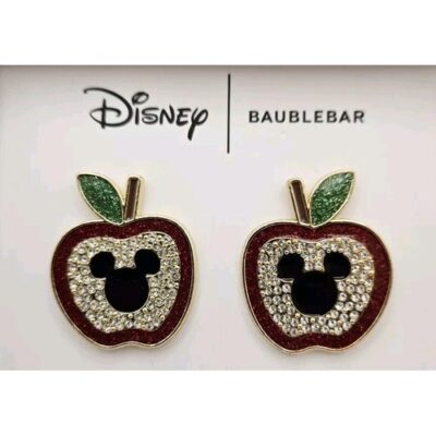 Disney X Baublebar Apple Mickey Stud Earrings Villain Gems Glitter Enamel