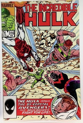 Vintage Marvel Incredible Hulk Comic #316 Feb 1986 Avengers Battle Key Issue