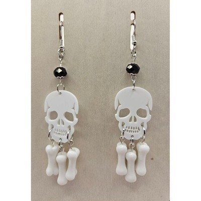 Skull Bone Dangle Earrings Handmade Jewelry Halloween Chandelier