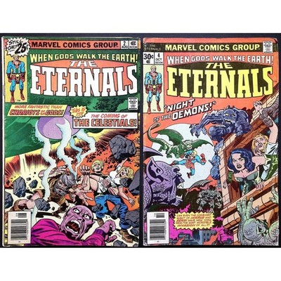The Eternals Comic Book Lot #2 #4 Newsstand 1st Celestials Jack Kirby VG-