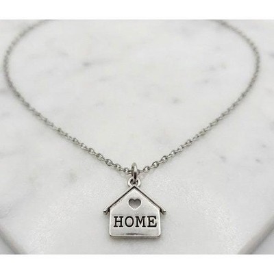 Handmade Necklace Silver Stainless Steel 21" Home House Pendant Heart