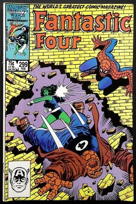 Marvel Comic Book Fantastic Four #299 Spider-Man She-Hulk The Thing 1987 FN