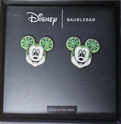 Baublebar Earrings Disney Halloween Glow in the Dark Spiderweb Mickey Mouse