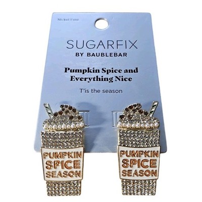 Sugarfix by Baublebar Earrings Pumpkin Spice Coffee Cup Rhinestone Dangle