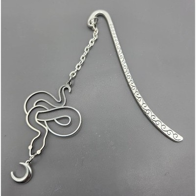 Handmade Bookmark Silver Snake Moon Dangle Chain Stainless Steel Findings