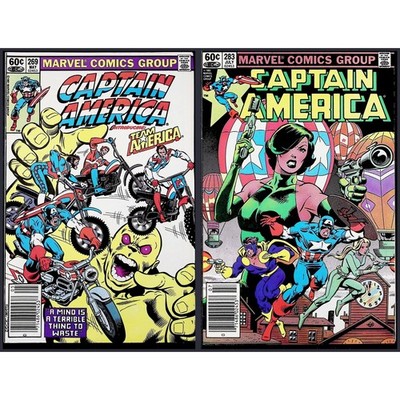 Captain America 2X Comic Lot #269 283 Newsstand 1st App Team America Marvel