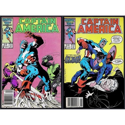 Captain America 2X Marvel Comic Lot #324 325 1st Slug Priscilla Lyons Newsstand