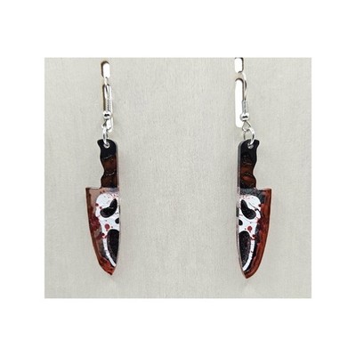 Ghostface Scream Dagger Earrings Handmade Handpainted Blood Horror Spooky
