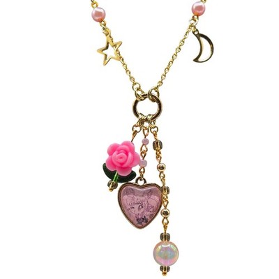Sailor Chibimoon Necklace Earring Set Whimsical Star Moon Gold Tone 18" Y-shape