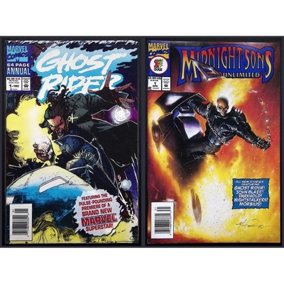 Ghost Rider Midnight Sons 2X Comic Lot #1 1 Newsstand 1st Night Terror Marvel