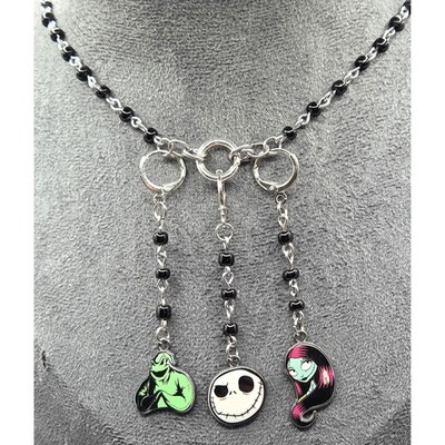Disney NBC Convertible Necklace Earring Set Goth Rosary Y-shape Hypoallergenic